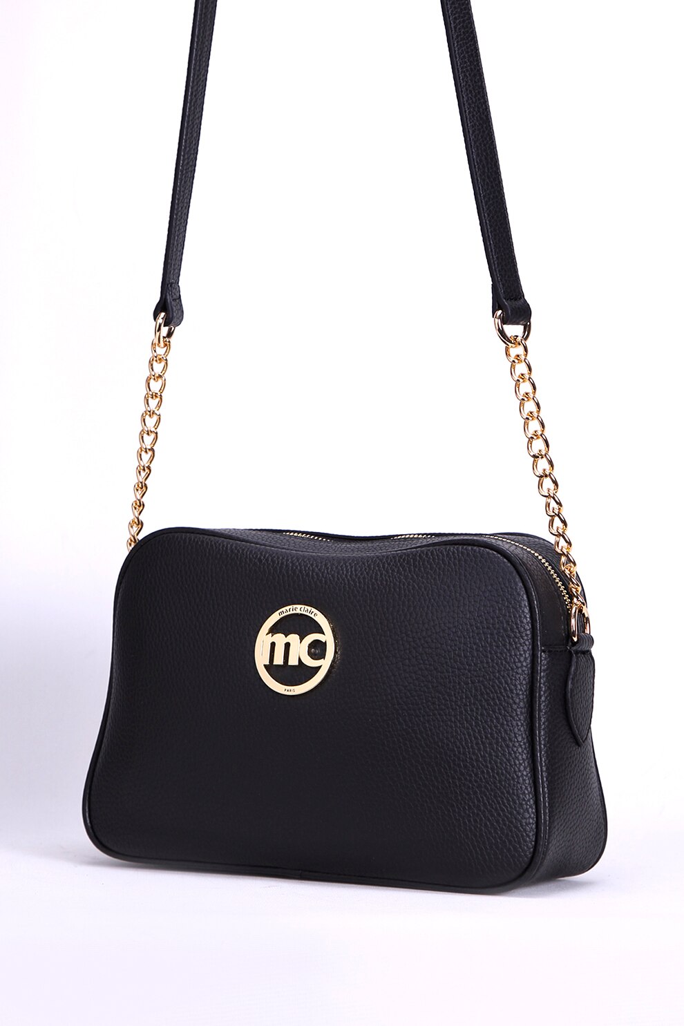 Marie Claire, Geanta crossbody cu detalii din lant, Negru