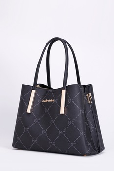 Marie Claire, Geanta din piele ecologica cu bareta de umar si logo Hillary, Negru Marie Claire, Geanta din piele ecologica cu bareta de umar si logo Hillary, Negru