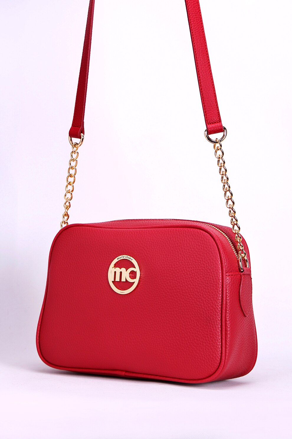 Marie Claire, Geanta crossbody cu detalii din lant, Roşu