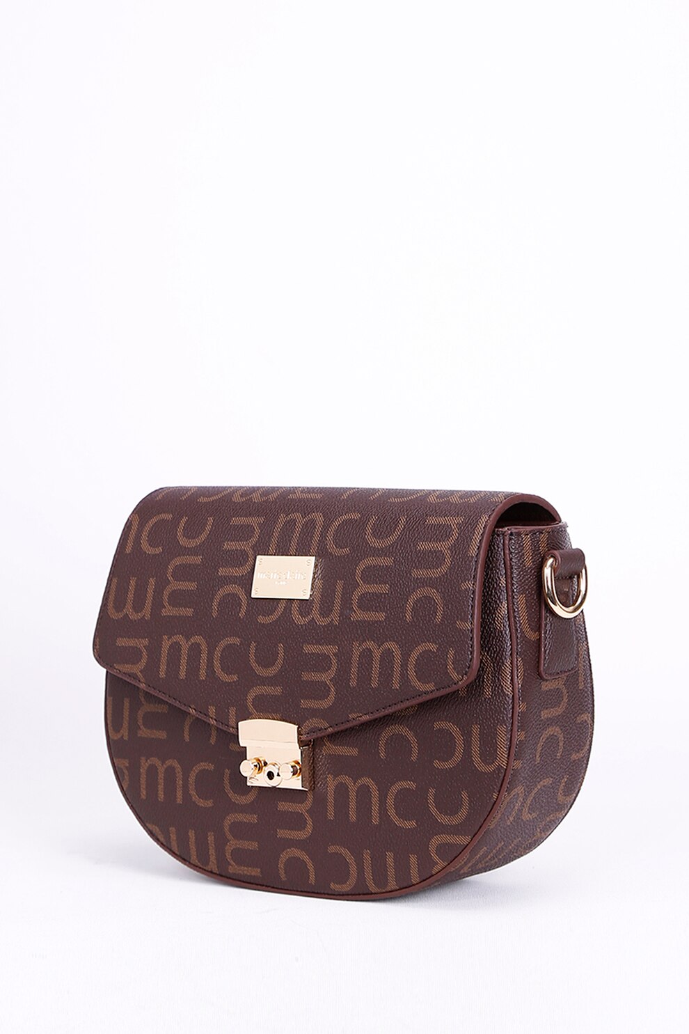 Marie Claire, Geanta crossbody din piele ecologica cu imprimeu monograma, Maro