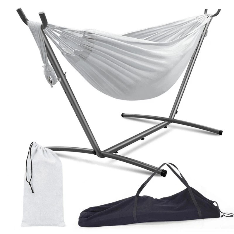 Hamac dublu 200x100 cm PROCART, suport metalic, huse depozitare, maxim 150 kg