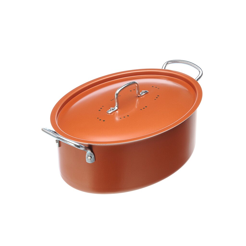 Oala antiaderenta cu capac Moneta, Aluminiu, Portocaliu, 28 cm