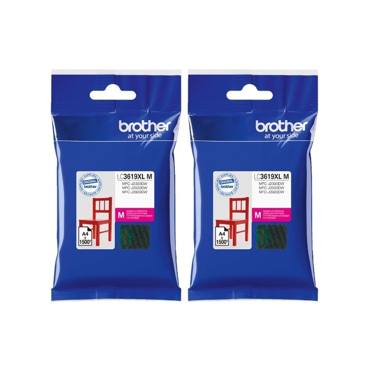 Készlet Tinta patron Brother eredeti 2x LC3619XLM Bíborvörös 3000 oldalon