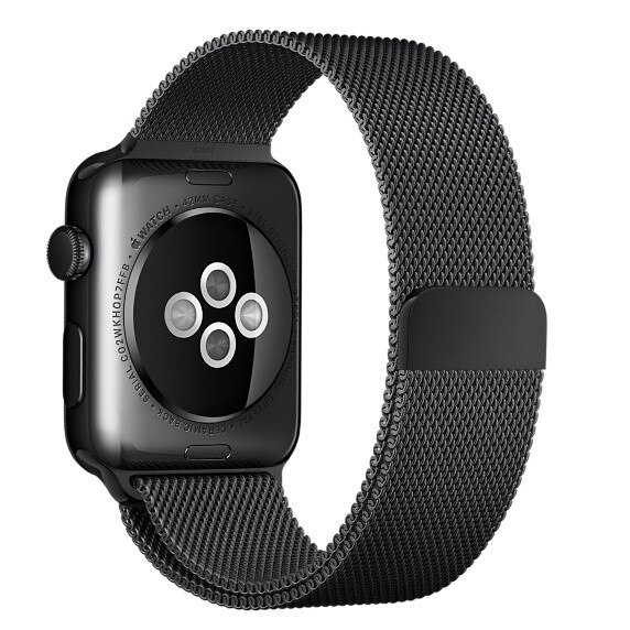 Curea iUni pentru Apple Watch 42 mm, Otel Inoxidabil, Space Black Milanese Loop