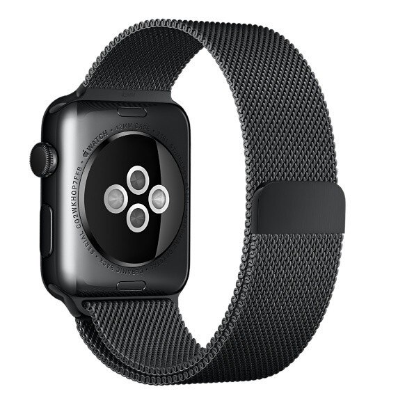 Curea iUni pentru Apple Watch 38 mm, Otel Inoxidabil, Space Black Milanese Loop