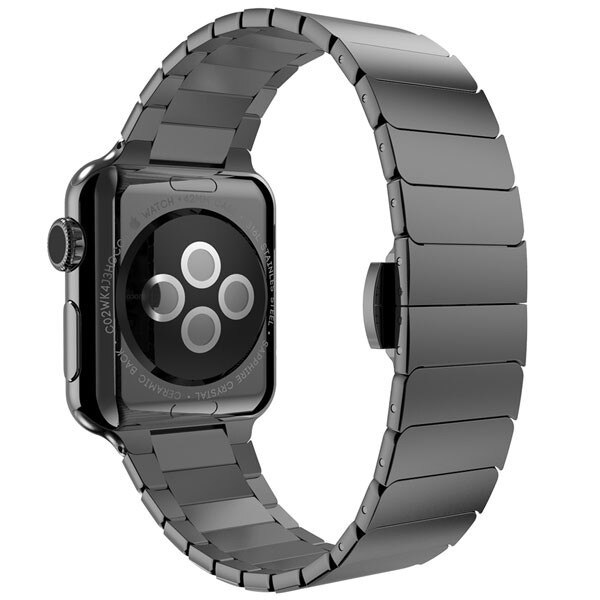 Curea iUni pentru Apple Watch 38 mm, Otel Inoxidabil, Black Link Bracelet