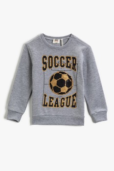 KOTON, Bluza sport cu imprimeu si paiete, Gri/Negru/Maro camel KOTON, Bluza sport cu imprimeu si paiete, Gri/Negru/Maro camel