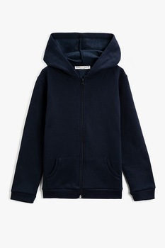 KOTON, Hanorac cu fermoar si buzunare frontale, 98-104 CM, Bleumarin KOTON, Hanorac cu fermoar si buzunare frontale, 98-104 CM, Bleumarin