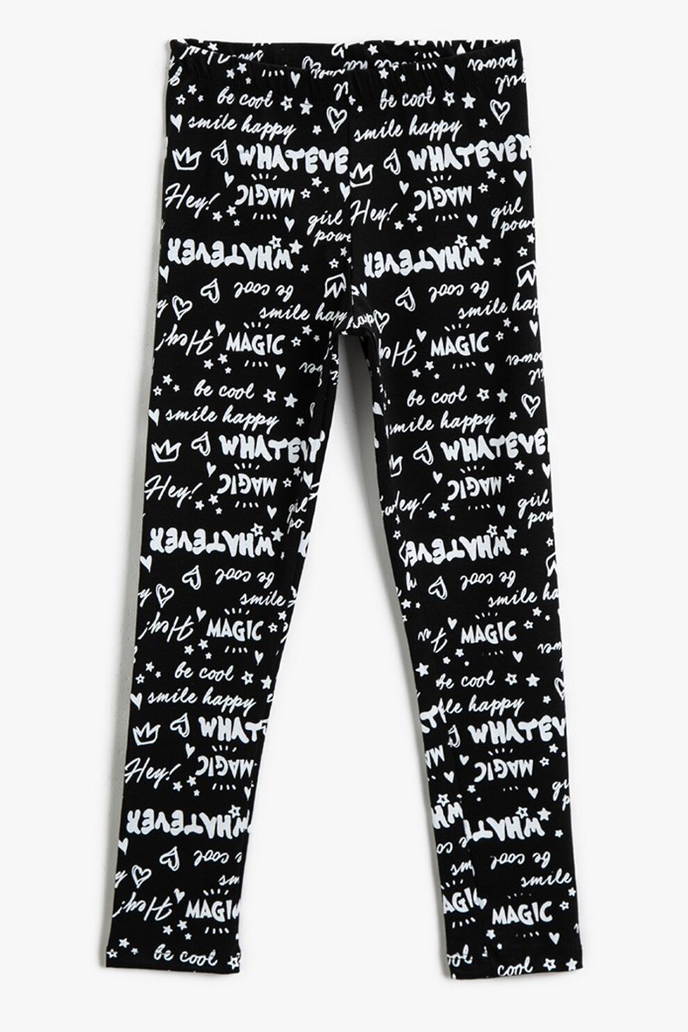 KOTON, Colanti cu imprimeu text, Negru/Alb