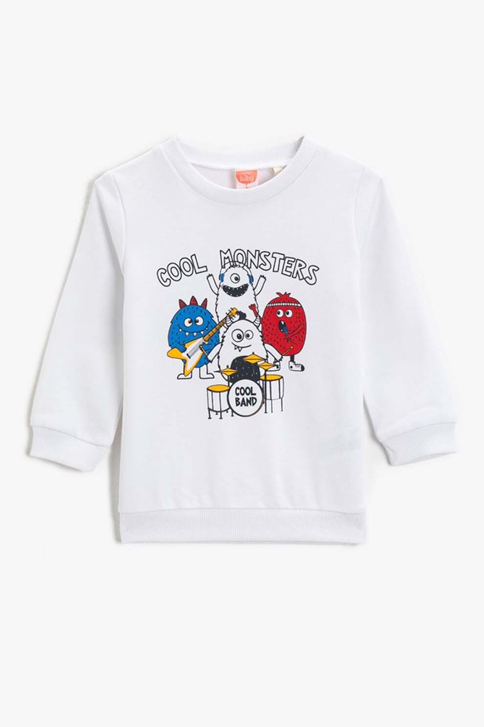 KOTON, Bluza sport de bumbac cu imprimeu Monsters, Alb/Albastru/Rosu