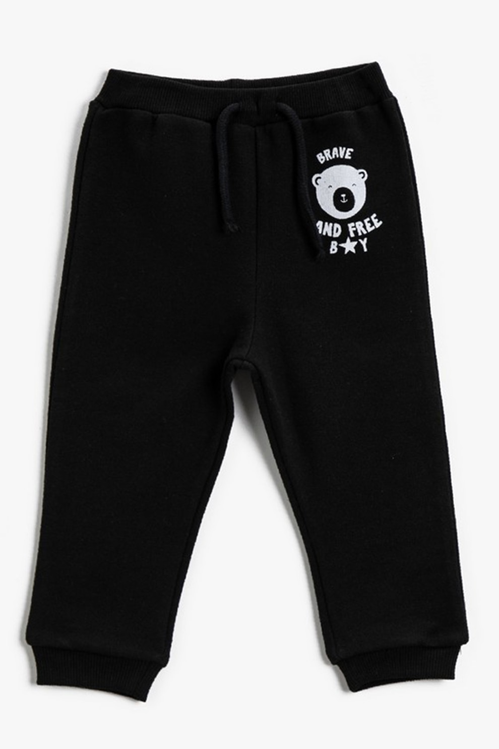 KOTON, Pantaloni sport cu snur in talie, Negru/Alb