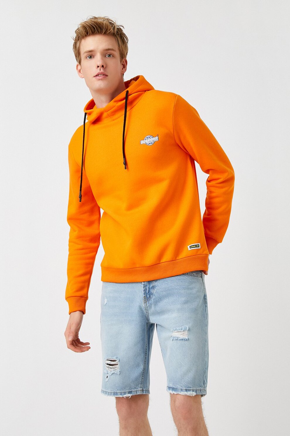 KOTON, Hanorac cu aplicatie brodata, Oranj mandarina