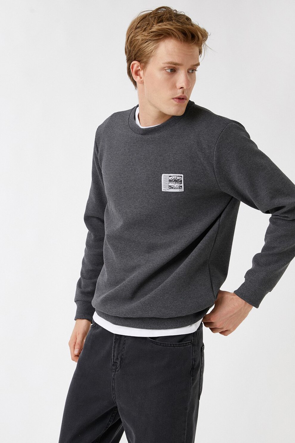 KOTON, Bluza sport din amestec de bumbac, Gri, L