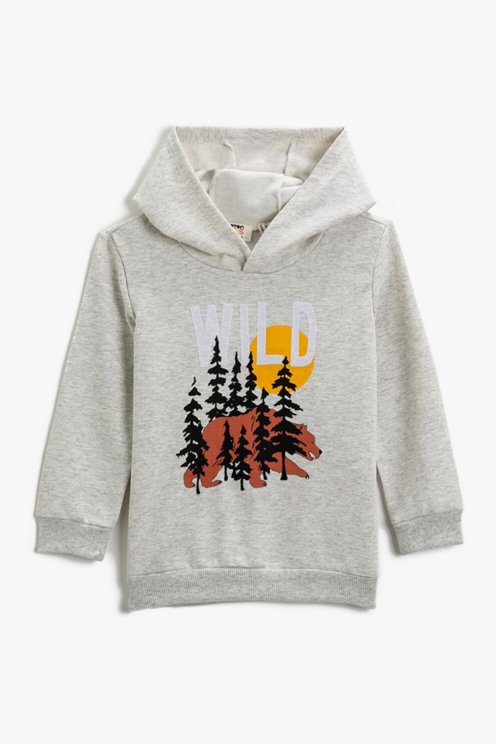 KOTON, Hanorac cu imprimeu grafic, 146-152 CM, gri deschis, gri inchis, maro