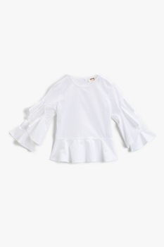 KOTON, Bluza de bumbac cu maneci clopot, Alb KOTON, Bluza de bumbac cu maneci clopot, Alb