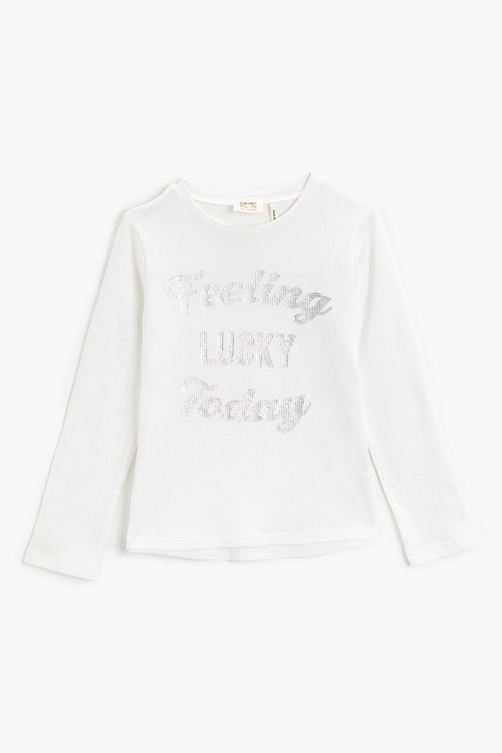 KOTON, Bluza de bumbac cu imprimeu text, Alb prafuit