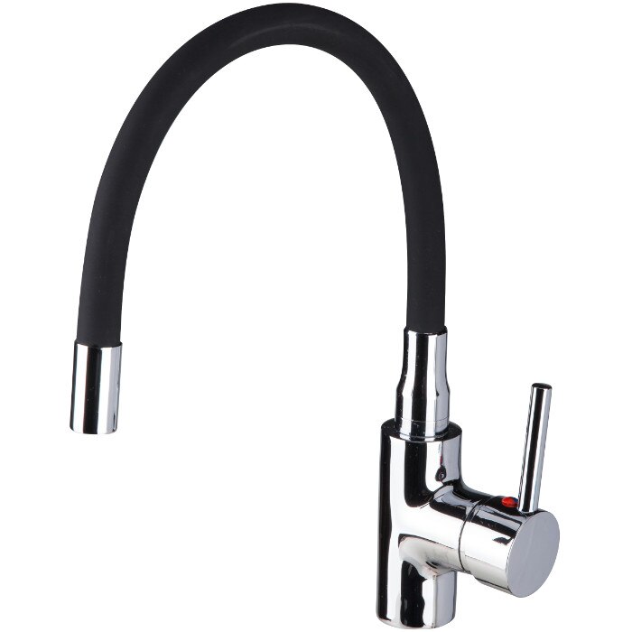 Baterie bucatarie, Evosanitary, pipa flexibila, negru/crom