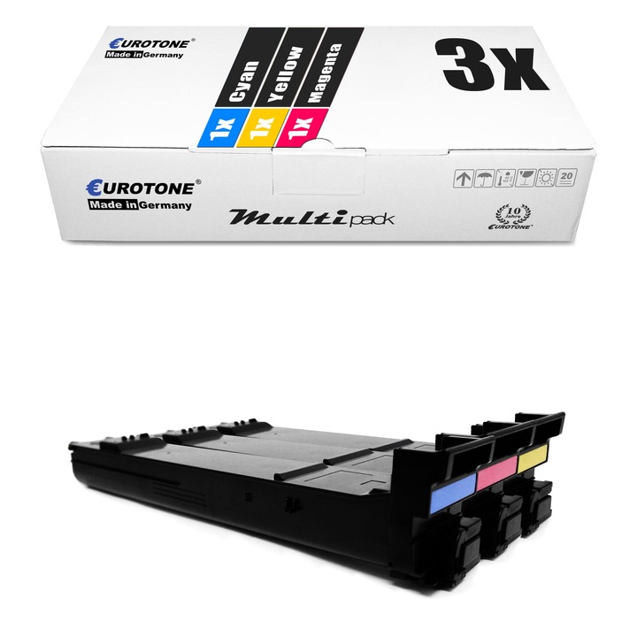 Set 3 Toner Eurotone Alternativa pentru Konica Minolta A0DK453 TN318C Cyan / A0DK353 TN318M Magenta / A0DK253 TN318Y Galben