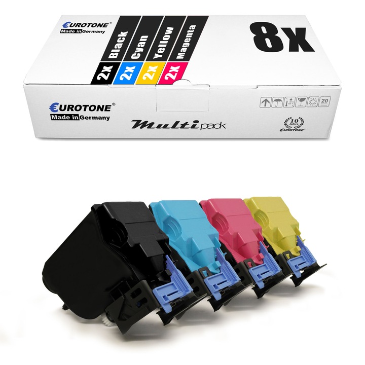 Set 8 Toner Eurotone Alternativa pentru Epson C13S050593 Negru / C13S050592 Cyan / C13S050591 Magenta / C13S050590 Galben