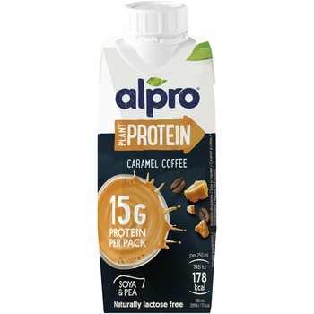 Bautura din soia cu proteine si caramel cu note de cafea Alpro, 250ml Bautura din soia cu proteine si caramel cu note de cafea Alpro, 250ml
