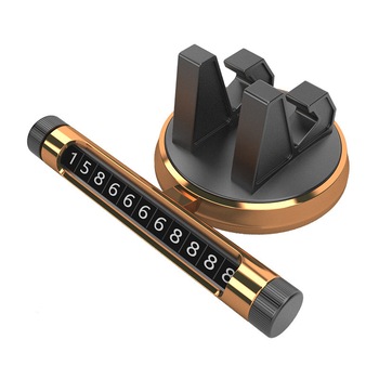 Suport telefon MRG MXY168, Pentru masina, Cu placuta numar telefon, Gold Suport telefon MRG MXY168, Pentru masina, Cu placuta numar telefon, Gold