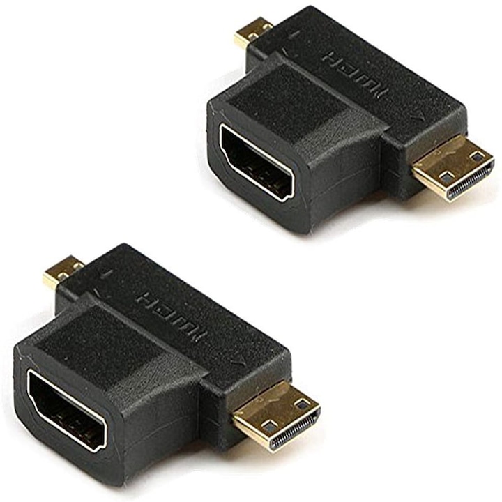 Set 2 adaptoare Mini HDMI/Micro HDMI la HDMI FAC, Negru