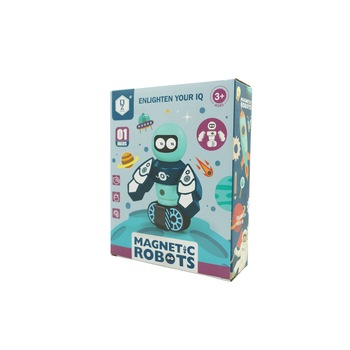 Set inteligent de blocuri magnetice pentru copii, 7 piese, cutie depozitare, robotel, albastru Set inteligent de blocuri magnetice pentru copii, 7 piese, cutie depozitare, robotel, albastru
