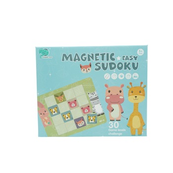 Joc educativ Sudoku cu tablita magnetica, 32 de piese, cartonase cu animale, Verde Joc educativ Sudoku cu tablita magnetica, 32 de piese, cartonase cu animale, Verde