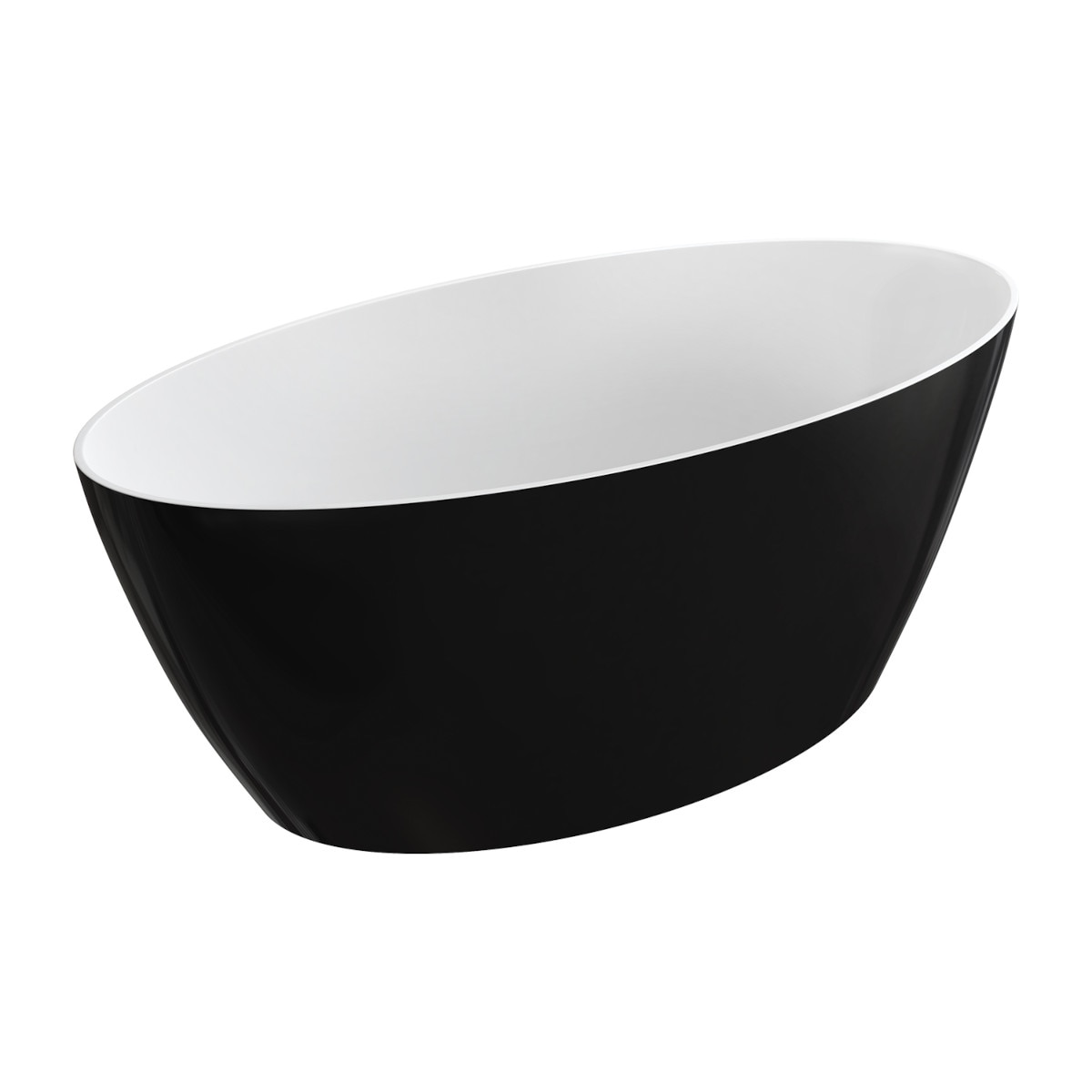 Cada de baie OMNIRES SIENA, Compozit Roca Dolomit, Negru Alb, lucios, 164x81 cm, izolare termica, freestanding