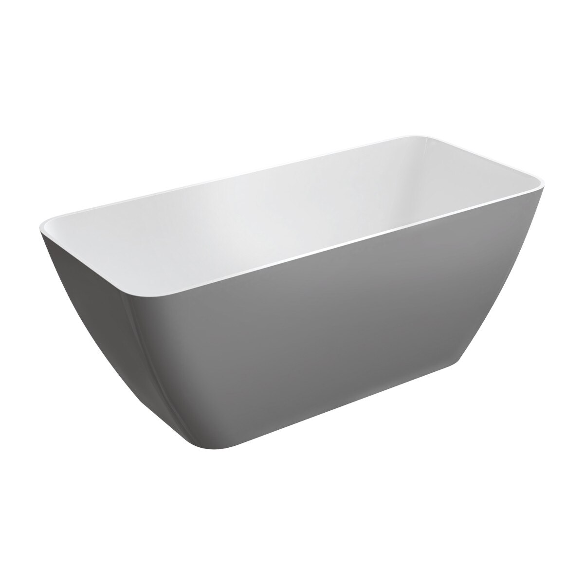 Cada de baie OMNIRES PARMA, Compozit Roca Dolomit, Gri Alb, lucios, 159x71 cm, izolare termica, freestanding