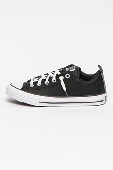 Converse, Tenisi de piele cu logo Chuck Taylor All Star, Negru Converse, Tenisi de piele cu logo Chuck Taylor All Star, Negru