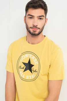 Converse, Tricou de bumbac cu aplicatie Nova Chuck, Galben Converse, Tricou de bumbac cu aplicatie Nova Chuck, Galben