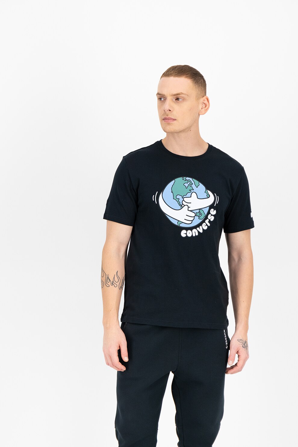 Converse, Tricou unisex cu imprimeu Love Your Mother, Negru/Albastru