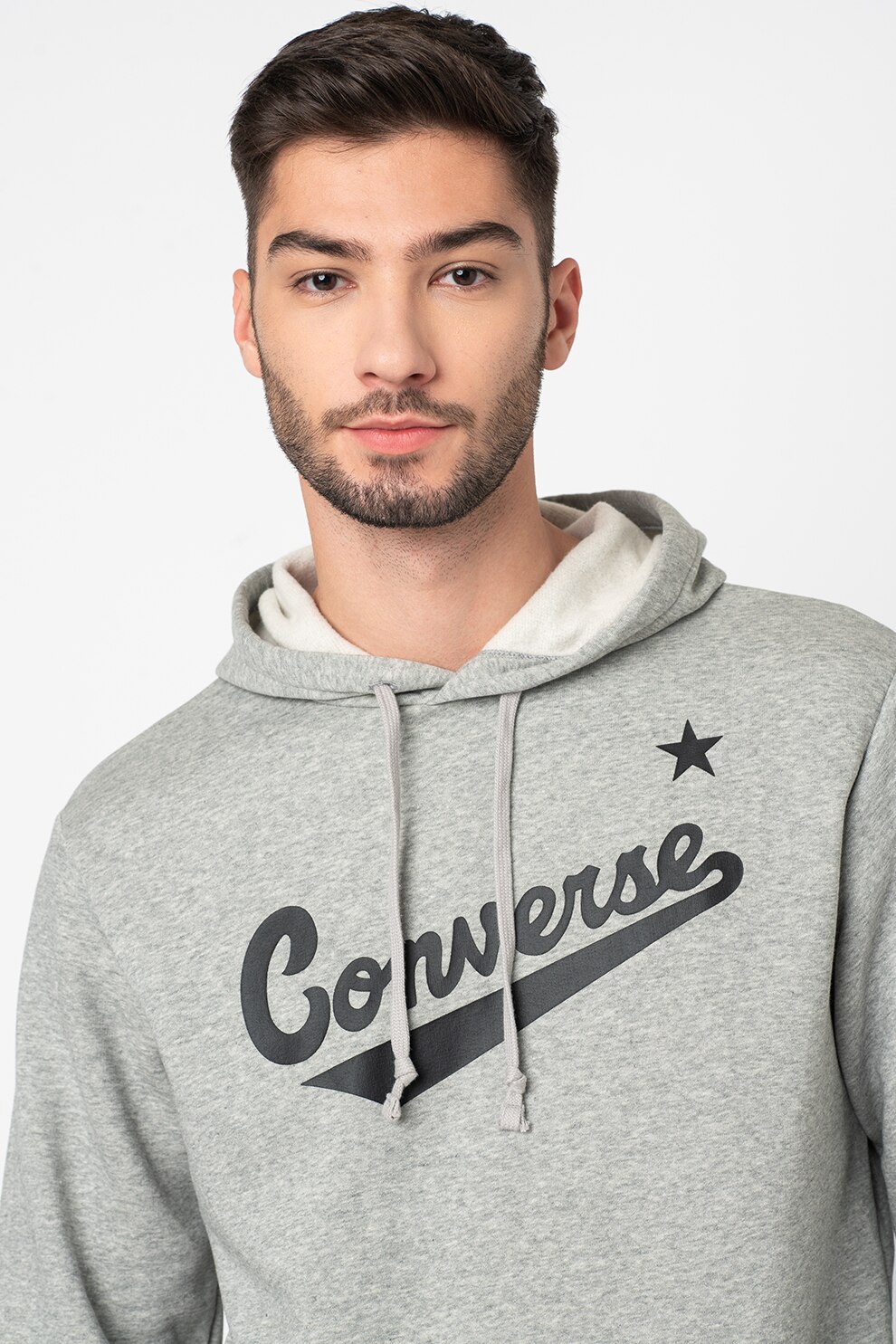 Converse, Hanorac cu imprimeu logo Nova, Gri/negru