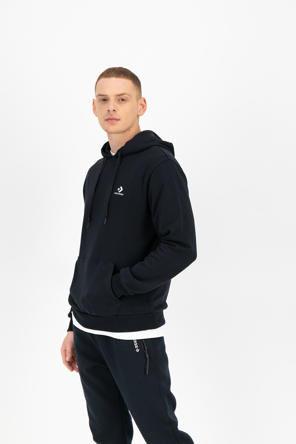 Converse, Hanorac cu buzunar kangaroo Star Chevron, Negru