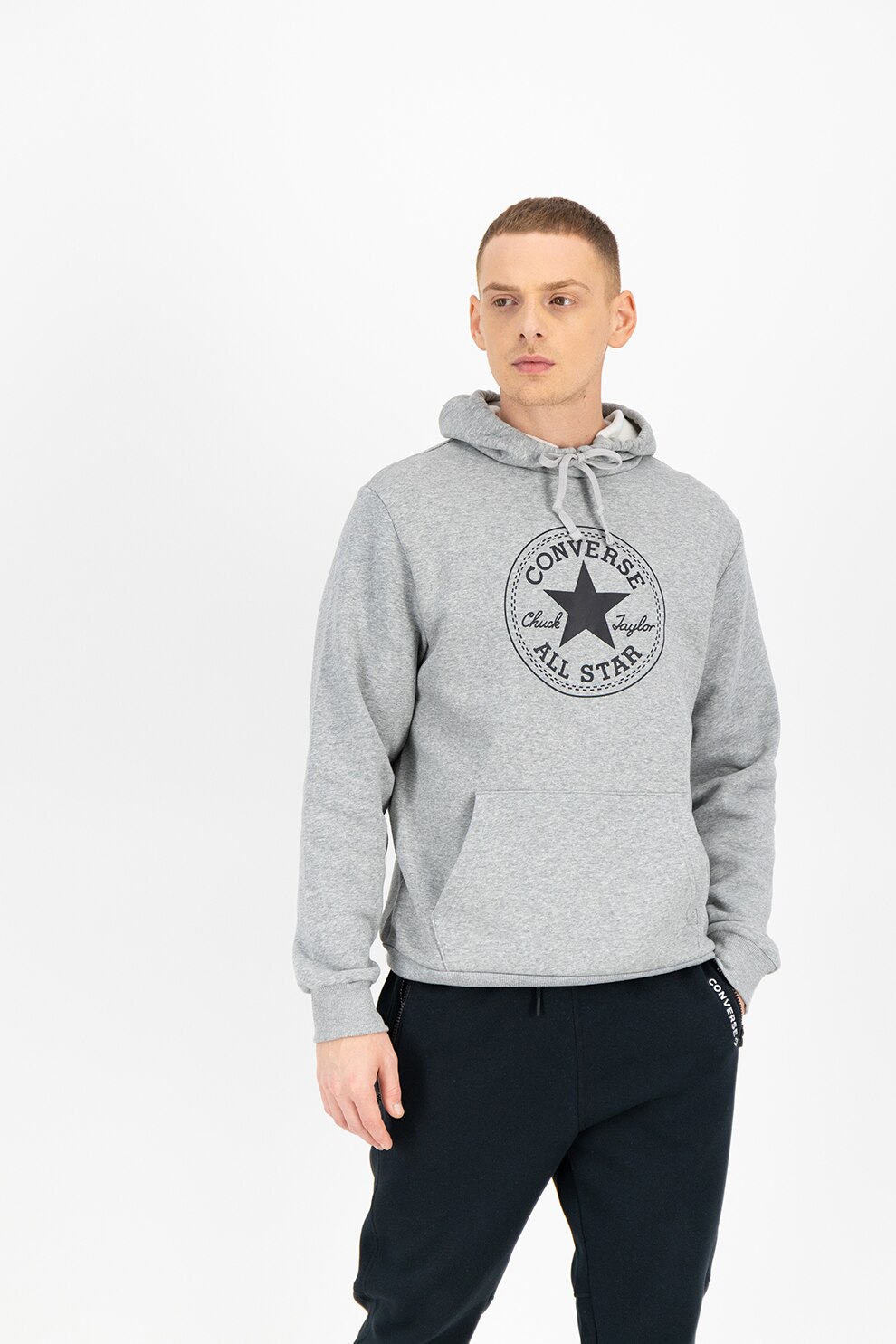 Converse, Hanorac cu imprimeu logo Nova Seasonal, Gri melange, 2XL