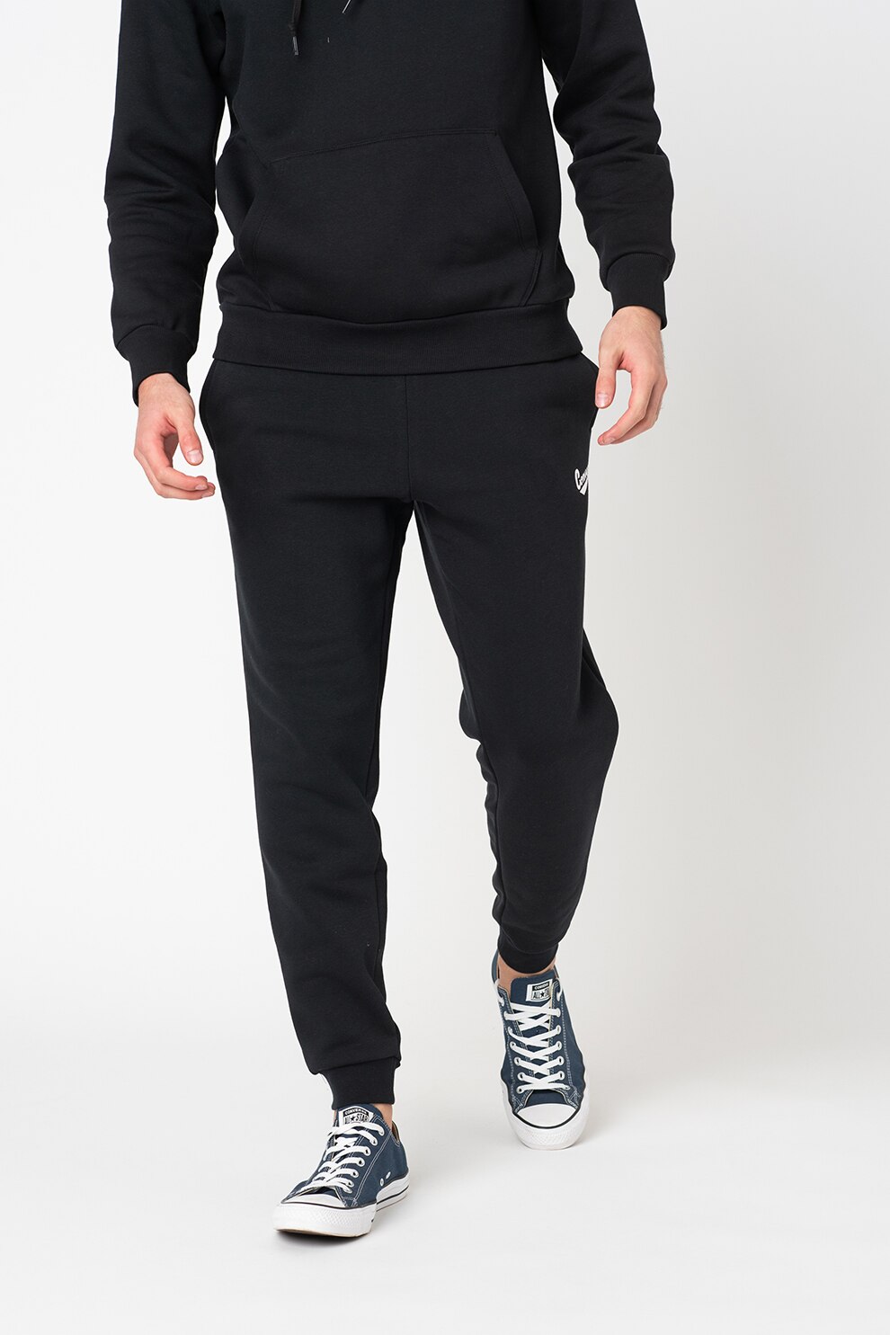 Converse, Pantaloni sport cu logo Script, Negru, XL