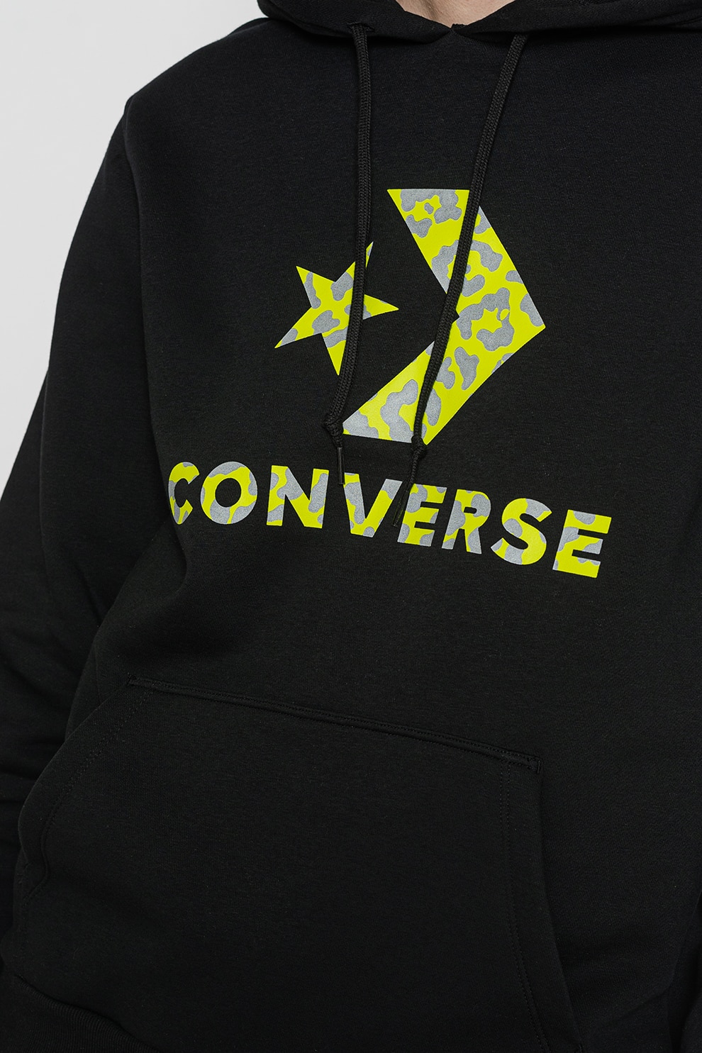 Converse, Худи Reflective Cheetah Infill Star Chevron, Черен/лайм ...
