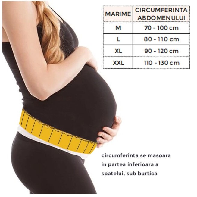 Centura Abdominala Gravide BabyToy™ G1, Orteza Corset Cu Sustinere Abdomen Pentru Din 3 Piese Pentru Perioada Prenatala, M ,Crem -