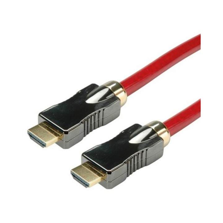 Cablu, Roline, HDMI, 8K, Ethernet, M/M, 1 m, Negru/Rosu