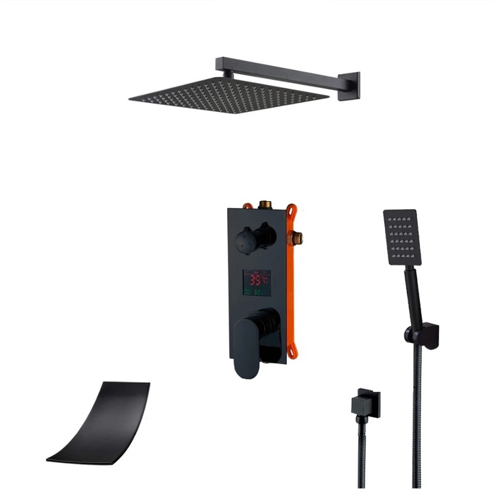 Смесител за душ, Blackswan, Тип M3.1, матово черен модел, размер 20 см