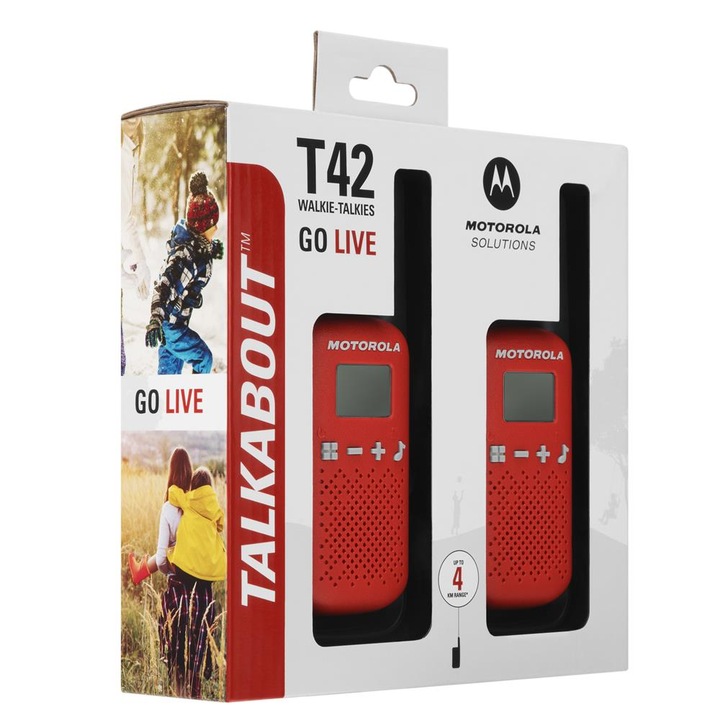 Motorola BBL2796 PMR446 Talkabout T42 walkie-talkie, 16 csatorna, 4 km, piros, 2 db