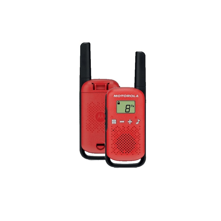 Комплект радиостанции PMR446 Motorola Talkabout T42, 2 уоки-токита, 16 канала, 4 км, Червена, BBL2796