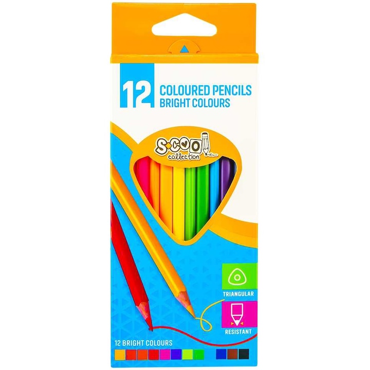 S-Cool színes ceruza készlet, 12 szín