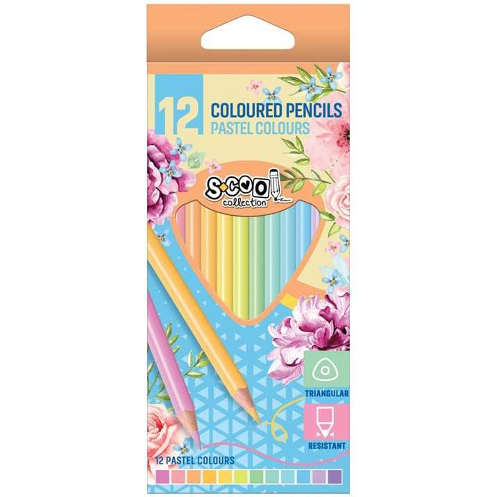Creioane color S-cool pastel, 12 culori/set