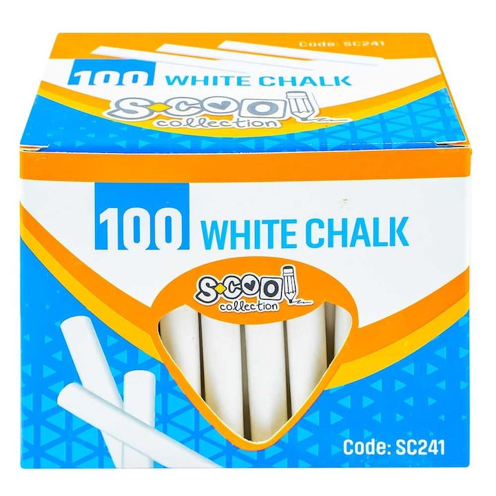 Тебешир S-cool anti-dust, Бял, 100 броя/кутия