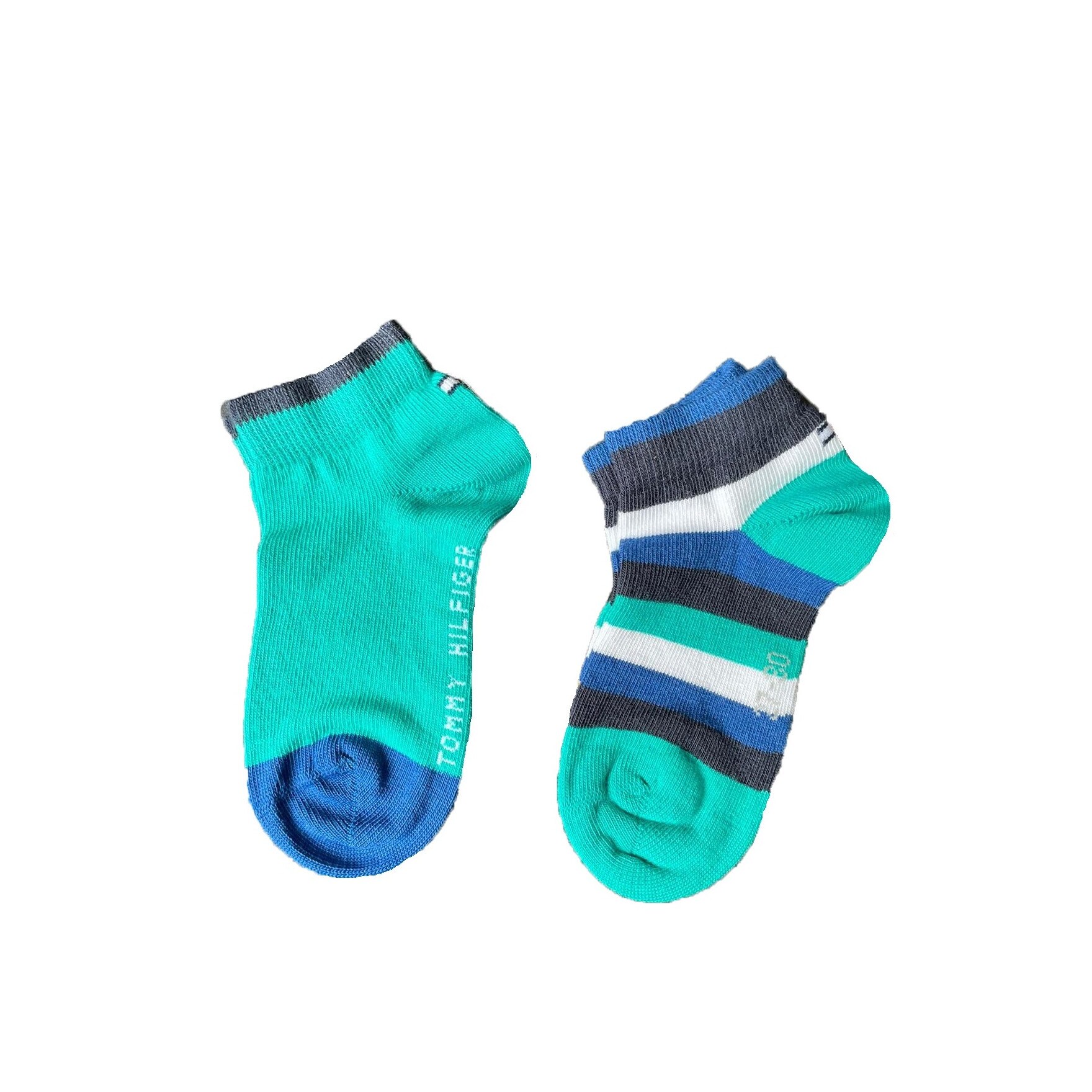 Set 2 perechi sosete, Tommy Hilfiger, 35401001, Albastru/Verde, 27-30 EU