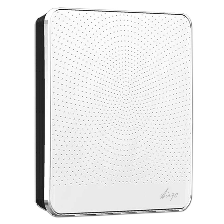 Centrala de ventilatie cu recuperare de caldura AIR70 alba cu preincalzitor si grila exterioara alba (Recuperator de caldura cu ciclu continuu)