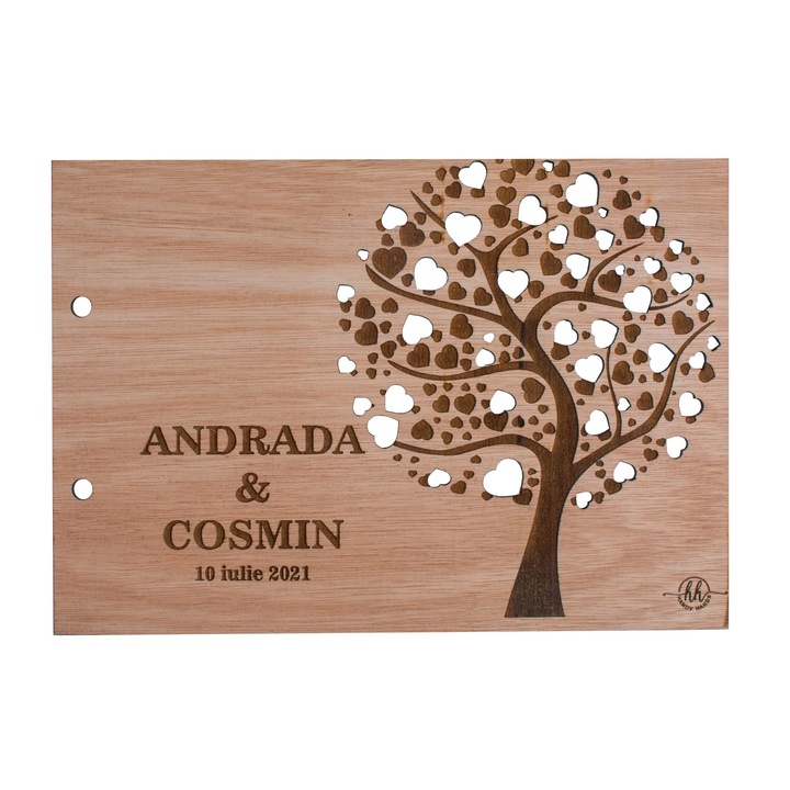 Album Fotode Nunta din lemn GuestBook, GBook267, Copacul Inima 30x21 cm