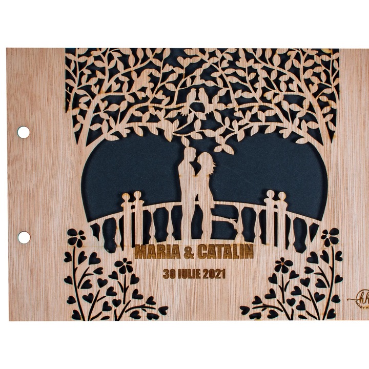 Album Foto de Nunta din lemn GuestBook, Indragostiti 30 cm x 21 cm